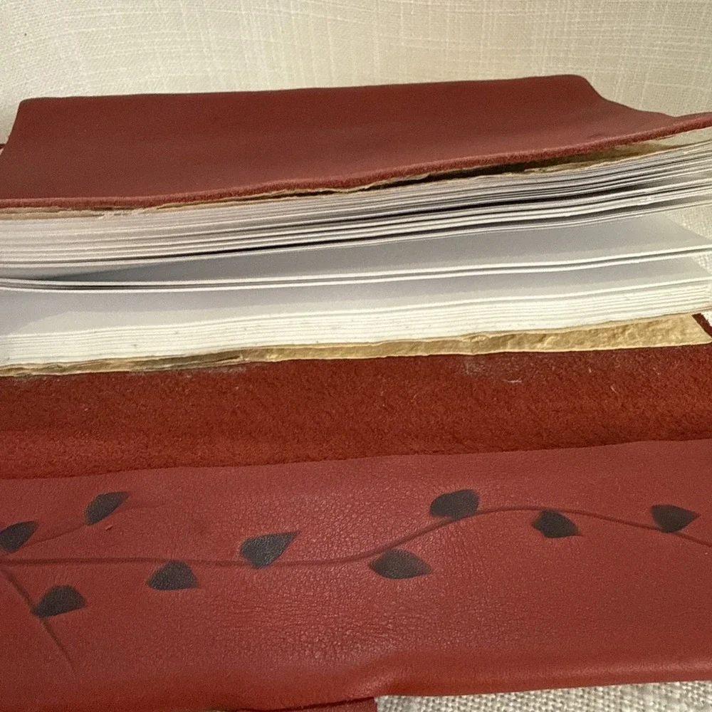 9x5 Inch sketchbook Leather blank page diary Leather diary for travel Leaf Print